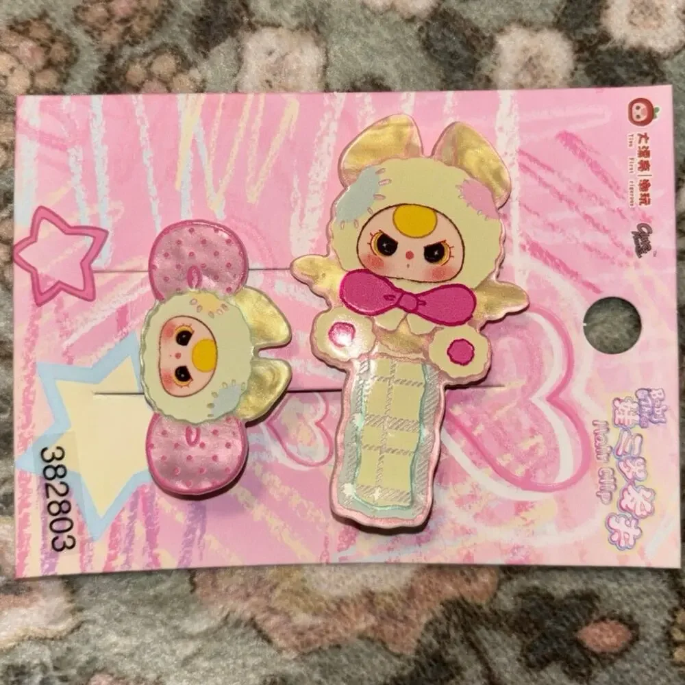 Baby Three SECRET patchwork bear hair clips set